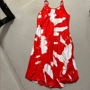 Red and White Tie-Dye Dress